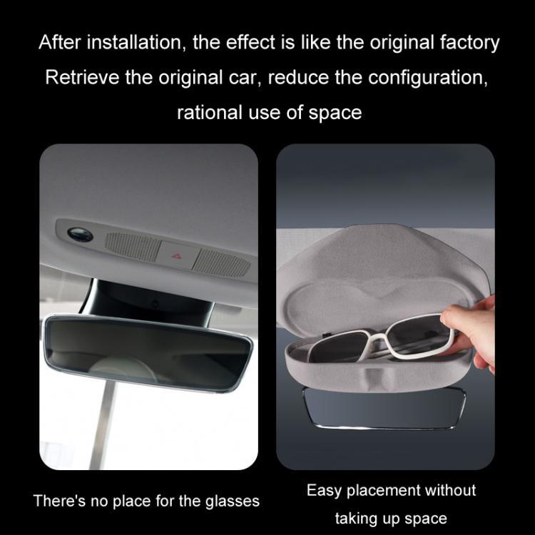 For Tesla Suede Leather Glasses Storage Box, Model: Model 3 Black - Sunglasses & Glasses Clips by PMc TechLife | Online Shopping South Africa | PMc TechLife | Buy Now Pay Later Mobicred