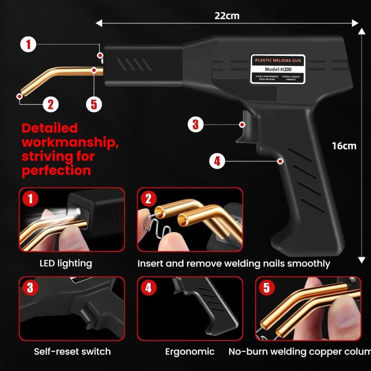 Rechargeable Car Bumper Plastic Repair Welding Machine, Specification: Black+800 Welding Nails - Hand Tool Sets by PMc TechLife | Online Shopping South Africa | PMc TechLife | Buy Now Pay Later Mobicred