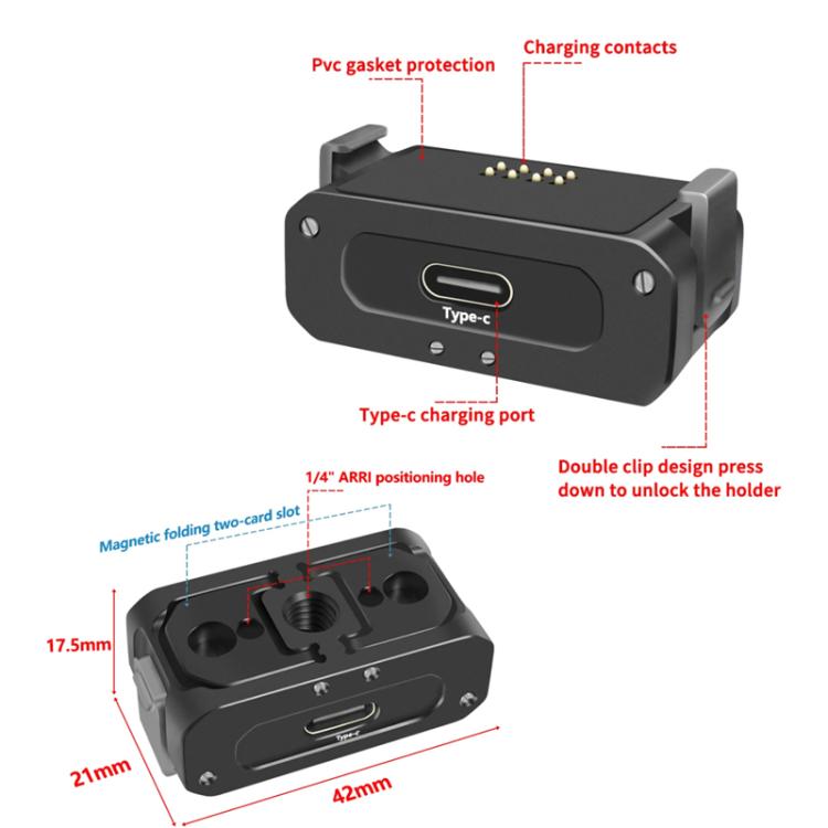 For DJI Osmo Action 2 Camera Magnetic Charging Base with 1/4 Inch & Arri Hole, Spec: Set B - free shipping - PMC TechLife - Order now!