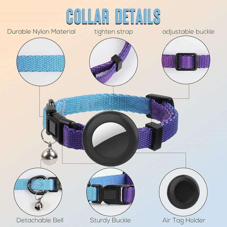 For AirTag Tracker Silicone Case Rainbow Gradient Pet Cat Collar With Bell(Gradient Blue) - free shipping - PMC TechLife - Order now!