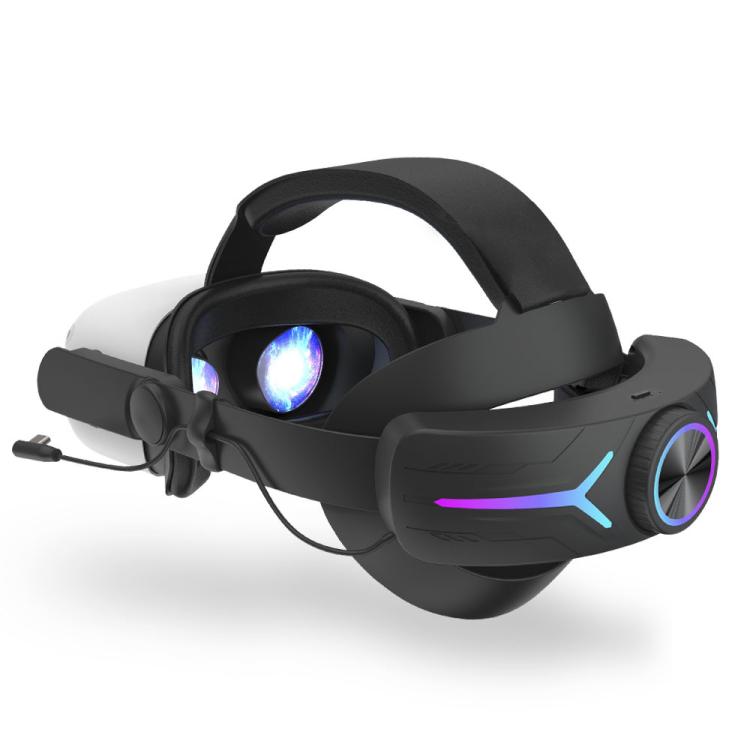 For Meta Quest 2 VR RGB Head Strap Adjustable Headband Built-in 8000 mAh Battery(Gaming Black) - free shipping - PMc TechLife - Order now!