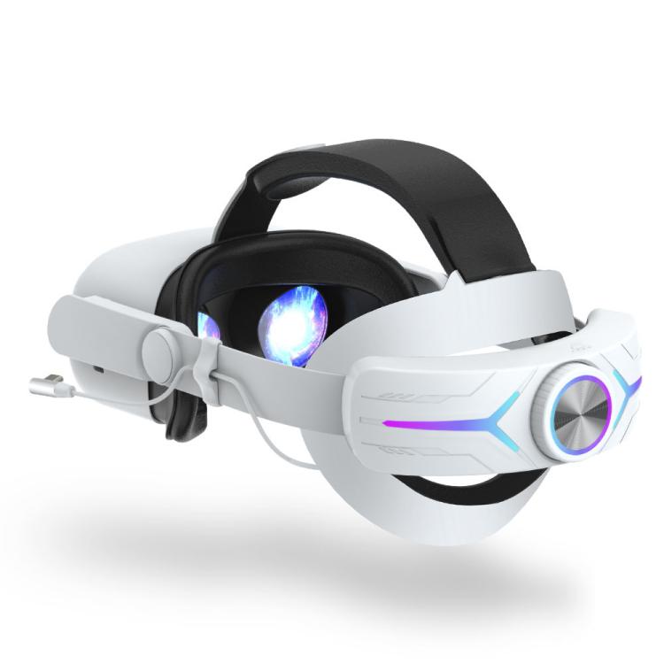 For Meta Quest 2 VR RGB Head Strap Adjustable Headband Built-in 8000 mAh Battery(White) - free shipping - PMc TechLife - Order now!
