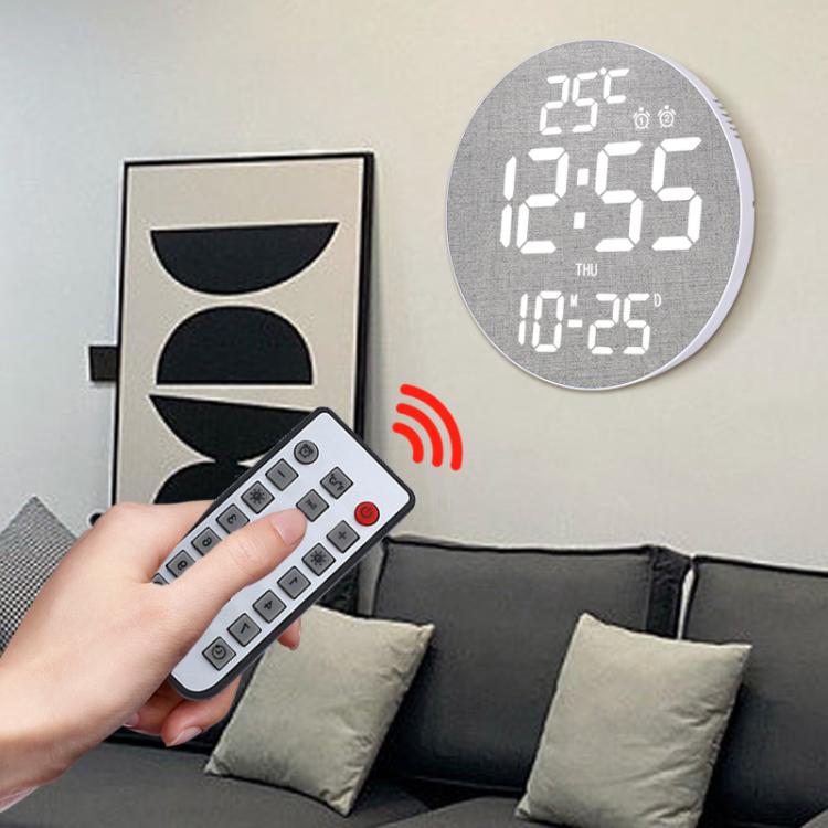 11.6-Inch White Light Wall Clock With Remote Control Multi-Functional Alarm Clock White+Cloth - Wall Clock by PMc TechLife | Online Shopping South Africa | PMc TechLife | Buy Now Pay Later Mobicred