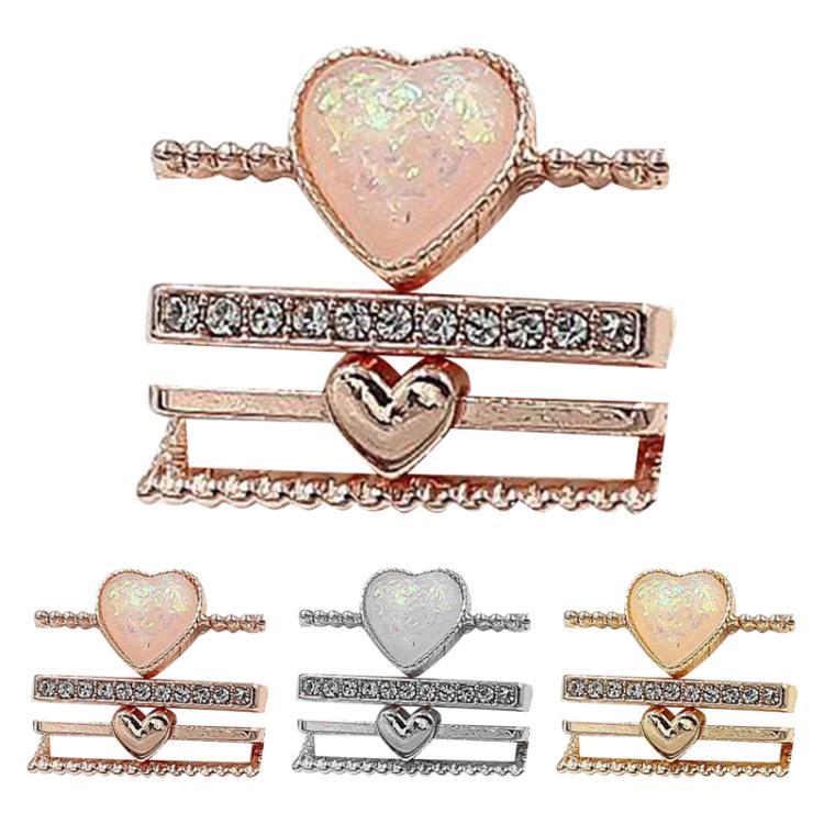 4pcs / Set 21mm Width Smart Watch Silicone Band Heart Decorative Ring Metal Accessories(Silver) - Watch Decorations by PMC TechLife | Online Shopping South Africa | PMC TechLife | Buy Now Pay Later Mobicred