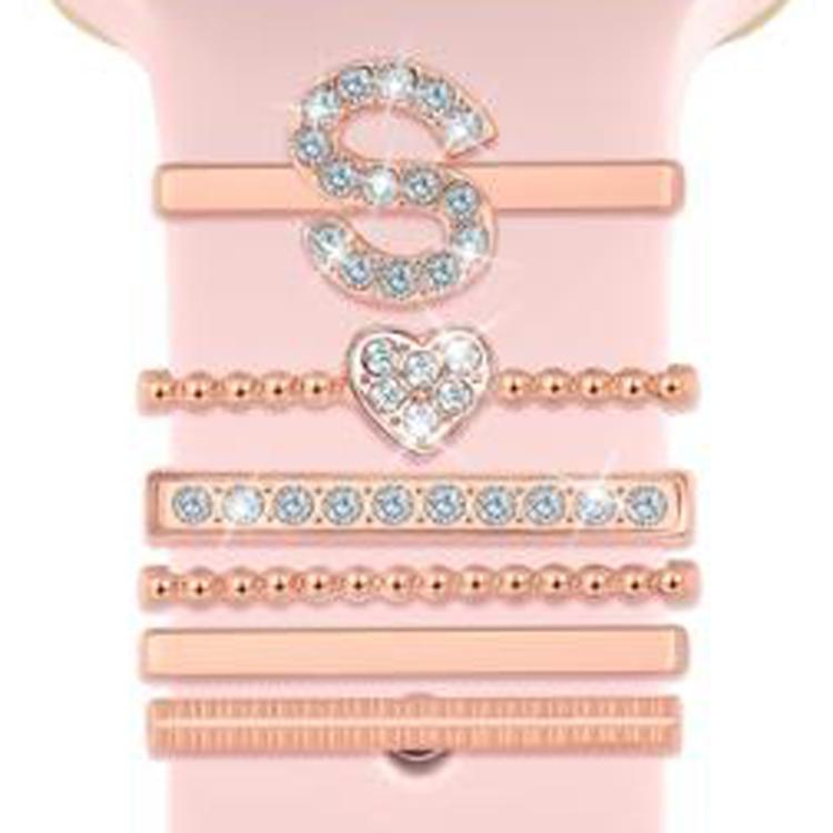 6pcs / Set Smart Watch Silicone Band Decorative Ring Metal Accessories, Size: S(Rose Gold) - Watch Decorations by PMC TechLife | Online Shopping South Africa | PMC TechLife | Buy Now Pay Later Mobicred