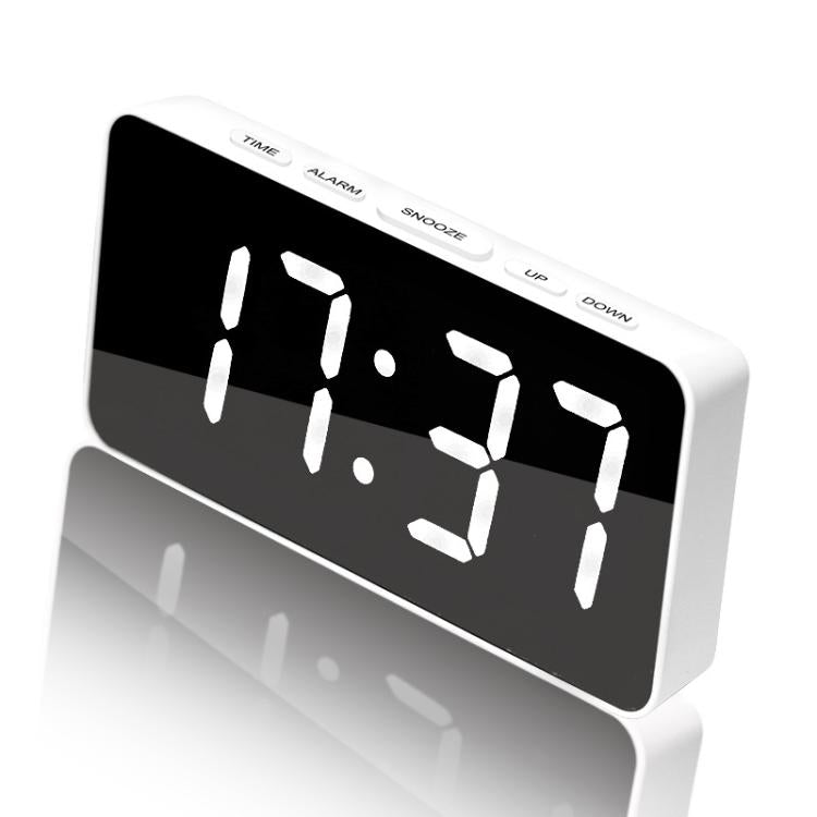 LED Mirror Digital Clock with Type-C Charging Port & 18650 Battery Compartment (Battery Not Included)(White+White) - Alarm Clocks by PMc TechLife | Online Shopping South Africa | PMc TechLife | Buy Now Pay Later Mobicred