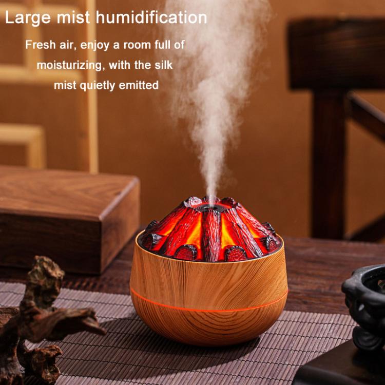 Simulated Charcoal Fire Ambient Night Light Humidifier USB Large Mist Flame Humidifier(Dark Wood Grain) - free shipping - PMC TechLife - Order now!
