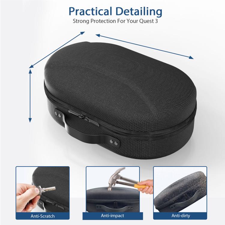 For Meta Quest 3 VR Glasses Storage Case EVA Anti-Pressure Hard Shell Storage Bag(Light Gray) - VR Accessories by PMC TechLife | Online Shopping South Africa | PMC TechLife | Buy Now Pay Later Mobicred