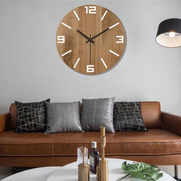 12-inch Imitation Wood Grain Texture Decorative Wall Clock Silent Quartz Clock Holiday Gift HR-CMW01 - free shipping - PMC TechLife - Order now!