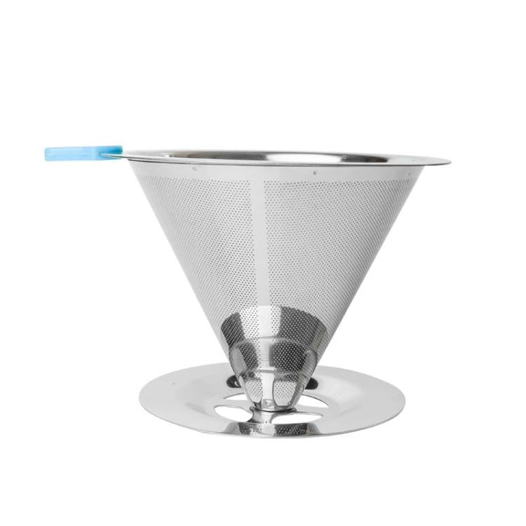 V60 Stainless Steel Coffee Filter with Base for Pour Over Brewing, Spec: 1-4 Cups 300-mesh - free shipping - PMC TechLife - Order now!