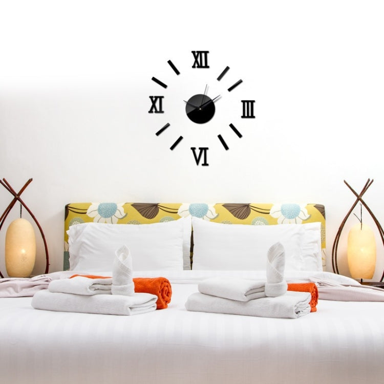 Modern DIY Indoor Roman Wall Clock Mirror Effect 3D Wall Sticker(Black) - Wall Clock by PMc TechLife | Online Shopping South Africa | PMc TechLife | Buy Now Pay Later Mobicred
