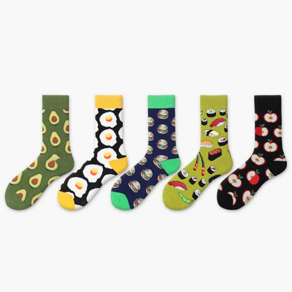 5 Pairs Fruit Food Socks Short  Funny Cotton Socks(Sushi) - Tube Socks by PMC Jewellery | Online Shopping South Africa | PMC Jewellery