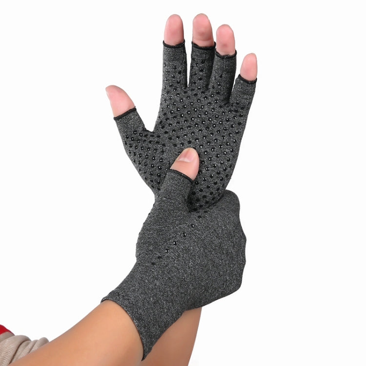 Hemp Gray Dispensing A Pair Sports Breathable Health Care Half Finger Gloves Rehabilitation Training Arthritis Pressure Gloves, Size:M - Safety Gloves by PMC Jewellery | Online Shopping South Africa | PMC Jewellery