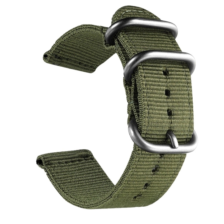 Washable Nylon Canvas Watchband, Band Width:24mm(Army Green with Silver Ring Buckle) - Watch Bands by PMC TechLife | Online Shopping South Africa | PMC TechLife | Buy Now Pay Later Mobicred