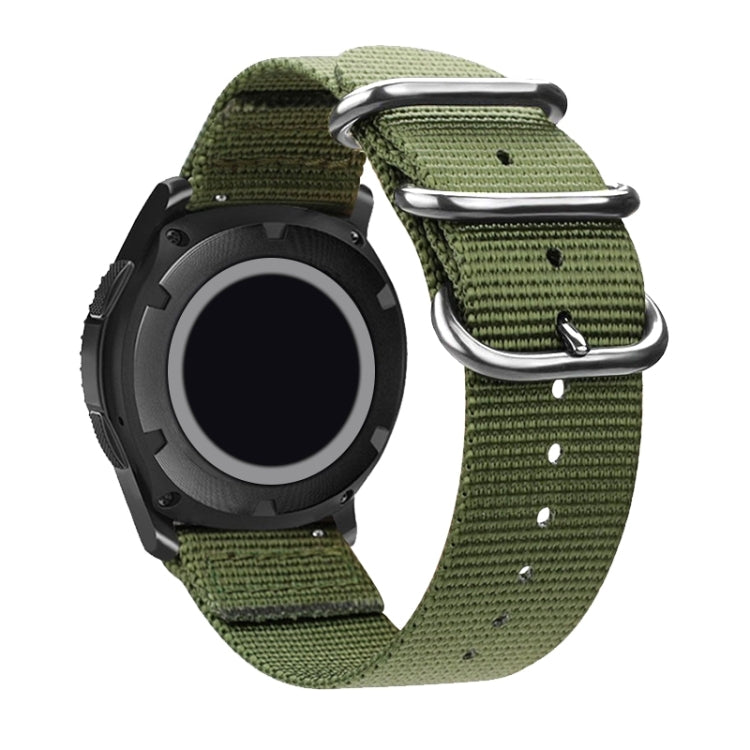 Washable Nylon Canvas Watchband, Band Width:24mm(Army Green with Silver Ring Buckle) - Watch Bands by PMC TechLife | Online Shopping South Africa | PMC TechLife | Buy Now Pay Later Mobicred