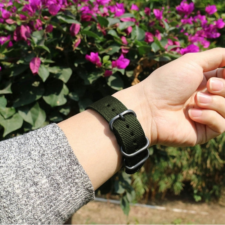 Washable Nylon Canvas Watchband, Band Width:24mm(Army Green with Silver Ring Buckle) - Watch Bands by PMC TechLife | Online Shopping South Africa | PMC TechLife | Buy Now Pay Later Mobicred