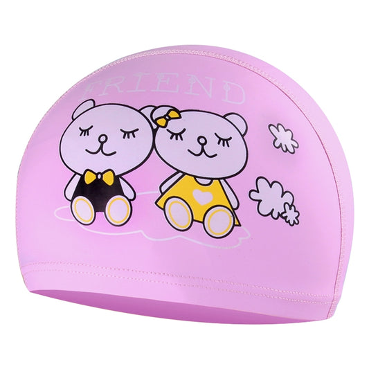 Children Waterproof Hair Care PU Coated Cartoon Pattern Swimming Cap(Pink Bear) - Swimming Caps by PMC Jewellery | Online Shopping South Africa | PMC Jewellery | Buy Now Pay Later Mobicred