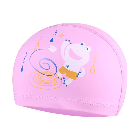 Children Waterproof Hair Care PU Coated Cute Frog Pattern Swimming Cap(Pink) - Swimming Caps by PMC Jewellery | Online Shopping South Africa | PMC Jewellery | Buy Now Pay Later Mobicred