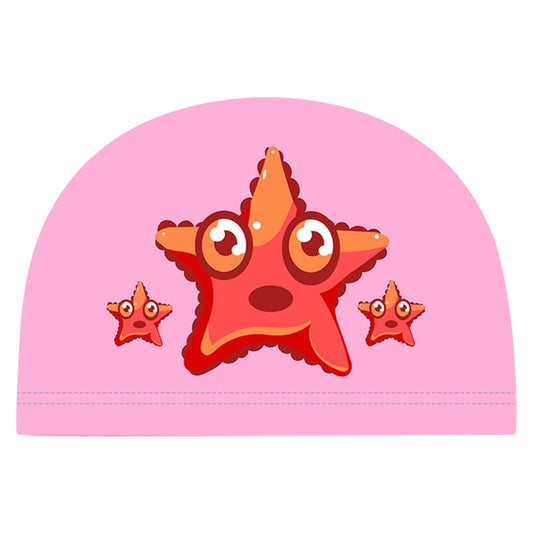 Children Waterproof PU Coated Breathable Sunscreen Swimming Cap(Pink Starfish) - Swimming Caps by PMC Jewellery | Online Shopping South Africa | PMC Jewellery | Buy Now Pay Later Mobicred