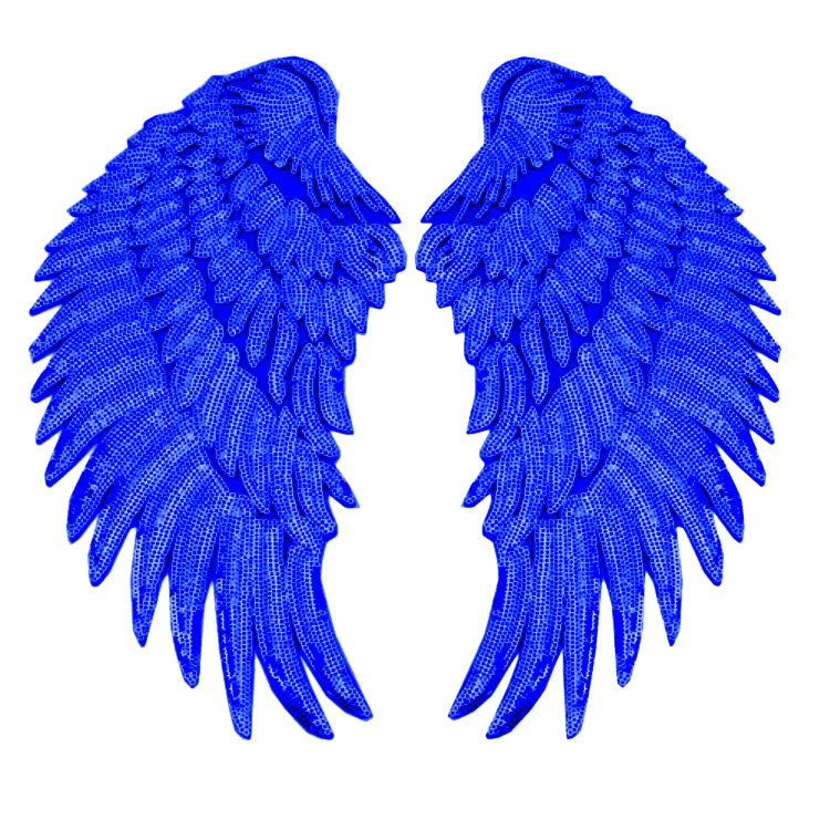 Royal Blue A Pair Sequin Feather Wing Shape Clothing Patch Sticker DIY Clothing Accessories, Size:Large 33.5 x 32cm - DIY Apparel Sewing by PMC Jewellery | Online Shopping South Africa | PMC Jewellery