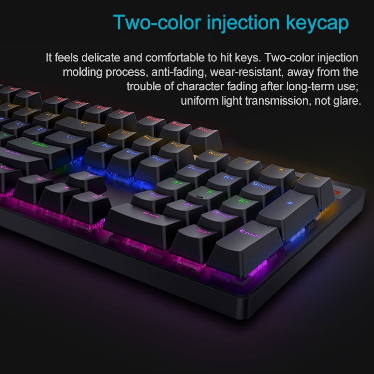 Rapoo V500 PRO Mixed Light 104 Keys Desktop Laptop Computer Game Esports Office Home Typing Wired Mechanical Keyboard(Black Shaft) - Wired Keyboard by Rapoo | Online Shopping South Africa | PMC Jewellery | Buy Now Pay Later Mobicred