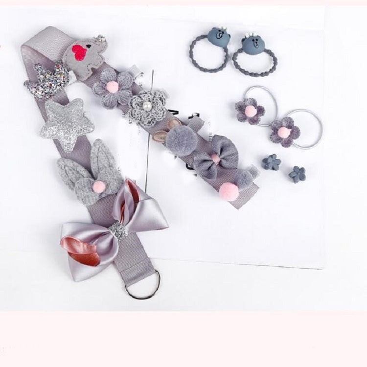 18pcs / Sets Baby Hair Accessories Girls Hairpin Hair Ring Boxed(Gray) - Head Bands by PMC Jewellery | Online Shopping South Africa | PMC Jewellery