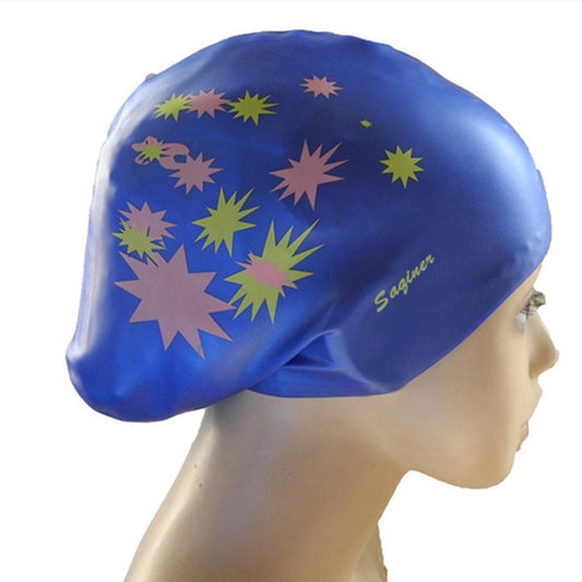 Printed Silicone Swimming Cap Waterproof Swimming Cap for Long Hair, Size:One Size(Navy Blue) - Swimming Caps by PMC Jewellery | Online Shopping South Africa | PMC Jewellery