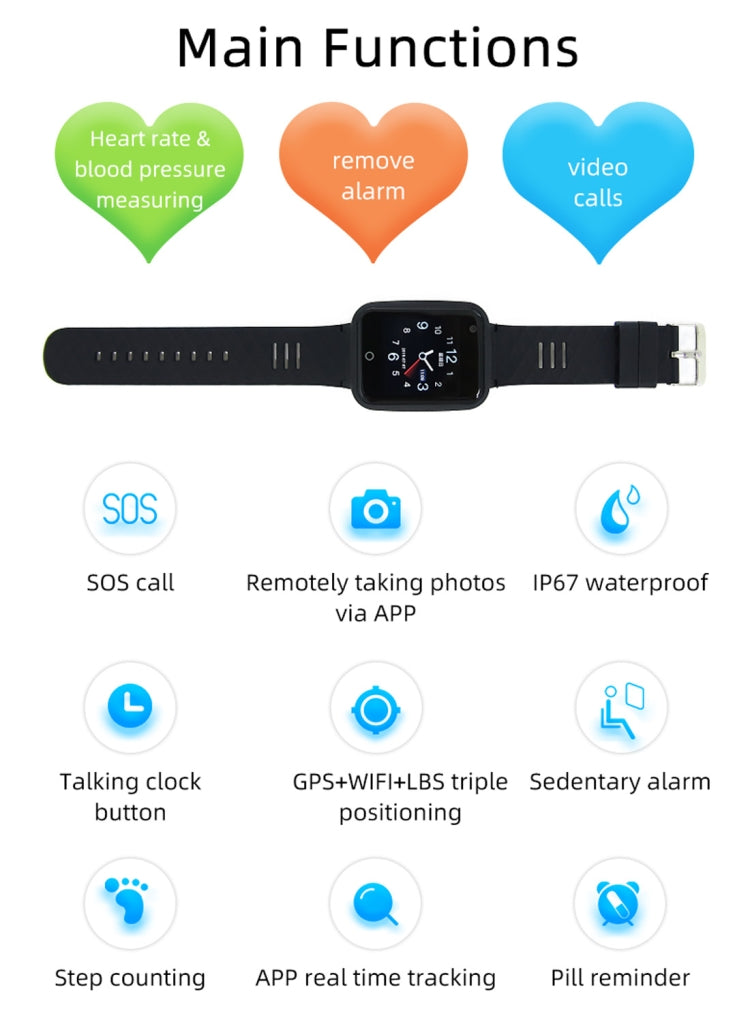 REACHFAR RF-V46-A GPS Smart Tracker WatchBand, Support SOS / Camera / Health Management / 4G LTE / Blood Pressure / Heart Rate, For Asia / Europe / Africa / Australia(Black) - Personal Tracker by PMC Jewellery | Online Shopping South Africa | PMC Jewellery