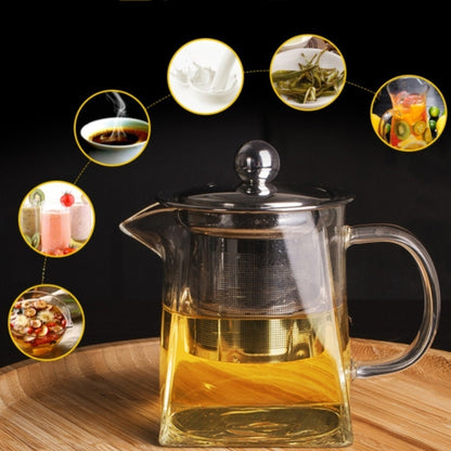 Stainless Steel Clear Heat Resistant Glass Filter Tea Pot, Capacity: 550ml - Teapots by PMC Jewellery | Online Shopping South Africa | PMC Jewellery