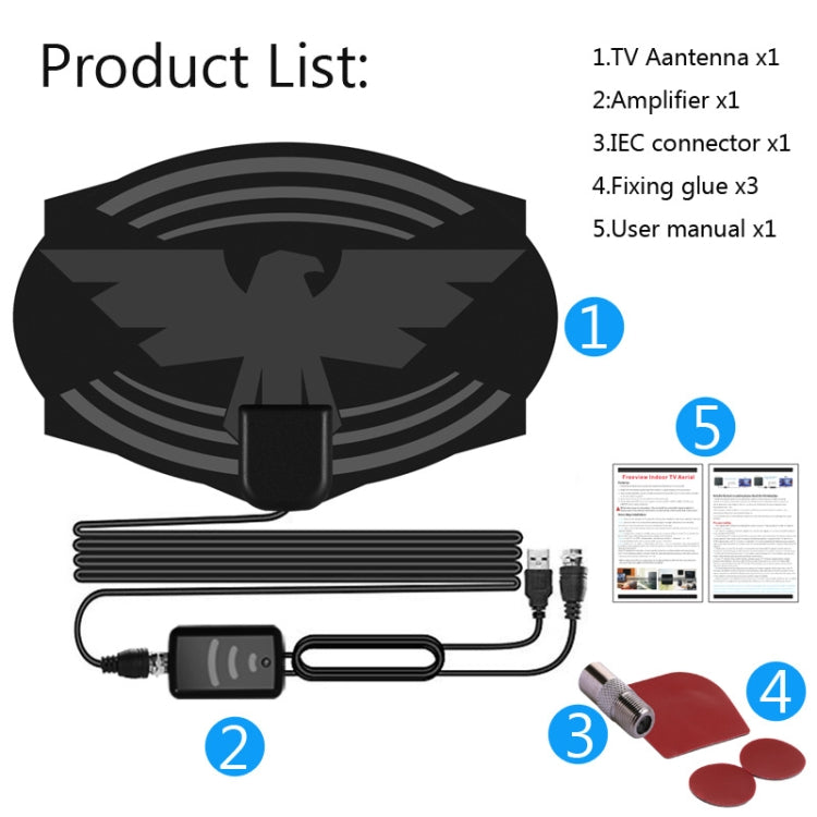 MYC-HDTV049 25dB 4K HDTV Antenna, Reception Range: 150 Miles - free shipping - PMC Jewellery - Order now!