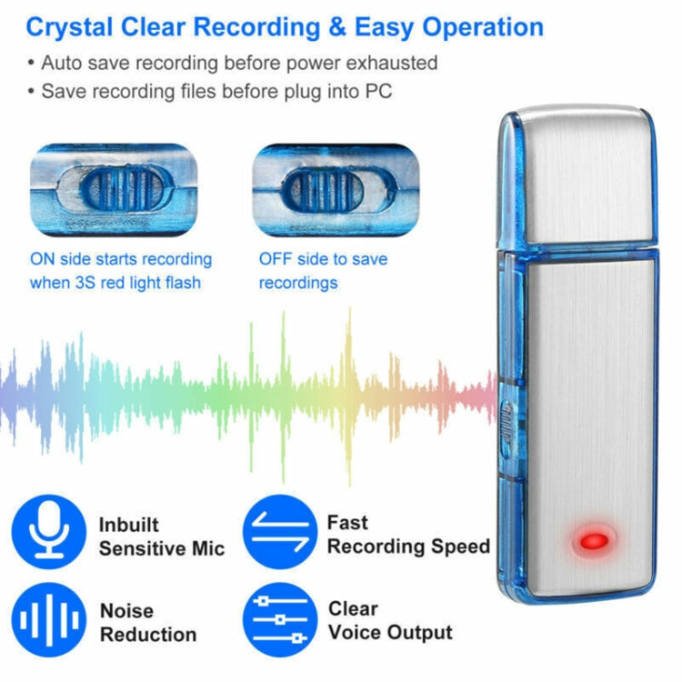 SK858 32GB Rechargeable Portable U-Disk Meeting Voice Recorder (Blue) - U-Disk Recorder by PMC TechLife | Online Shopping South Africa | PMC TechLife | Buy Now Pay Later Mobicred