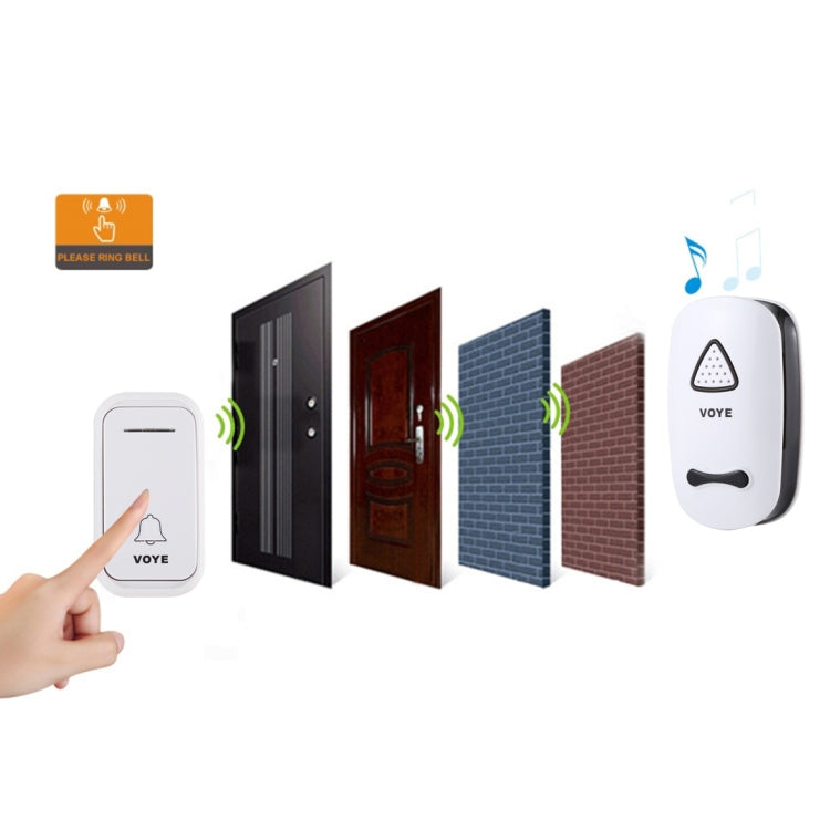 VOYE V025F Home Music Remote Control Wireless Doorbell with 38 Polyphony Sounds, US Plug(White) - Wireless Doorbell by VOYE | Online Shopping South Africa | PMc TechLife | Buy Now Pay Later Mobicred