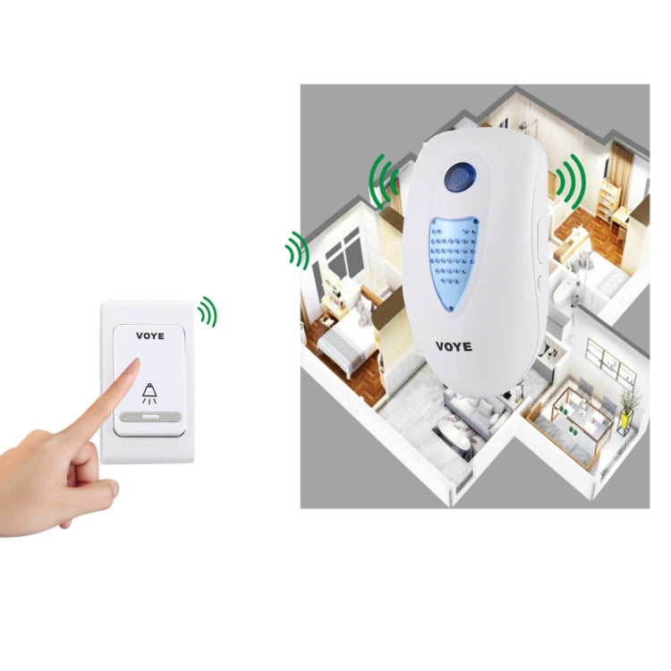 VOYE V003B Home Music Remote Control Wireless Doorbell with 38 Polyphony Sounds, US Plug (White) - Wireless Doorbell by VOYE | Online Shopping South Africa | PMc TechLife | Buy Now Pay Later Mobicred