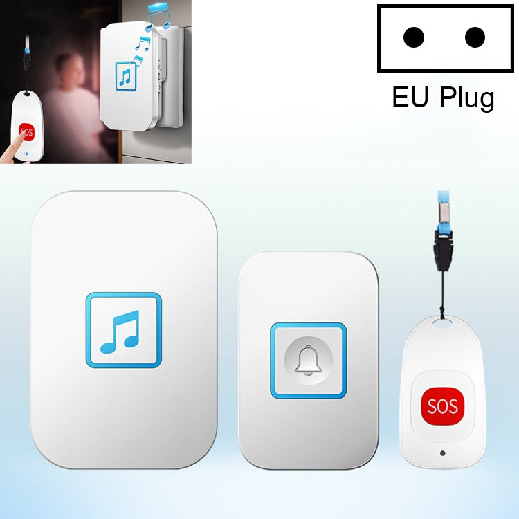CACAZI C86 Wireless SOS Pager Doorbell Old man Child Emergency Alarm Remote Call Bell, EU Plug(White) - Wireless Doorbell by CACAZI | Online Shopping South Africa | PMC TechLife | Buy Now Pay Later Mobicred