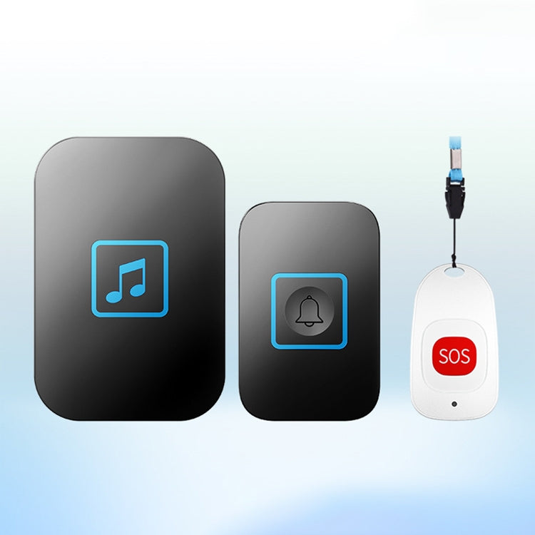 CACAZI C86 Wireless SOS Pager Doorbell Old man Child Emergency Alarm Remote Call Bell, UK Plug(Black) - Wireless Doorbell by CACAZI | Online Shopping South Africa | PMC TechLife | Buy Now Pay Later Mobicred