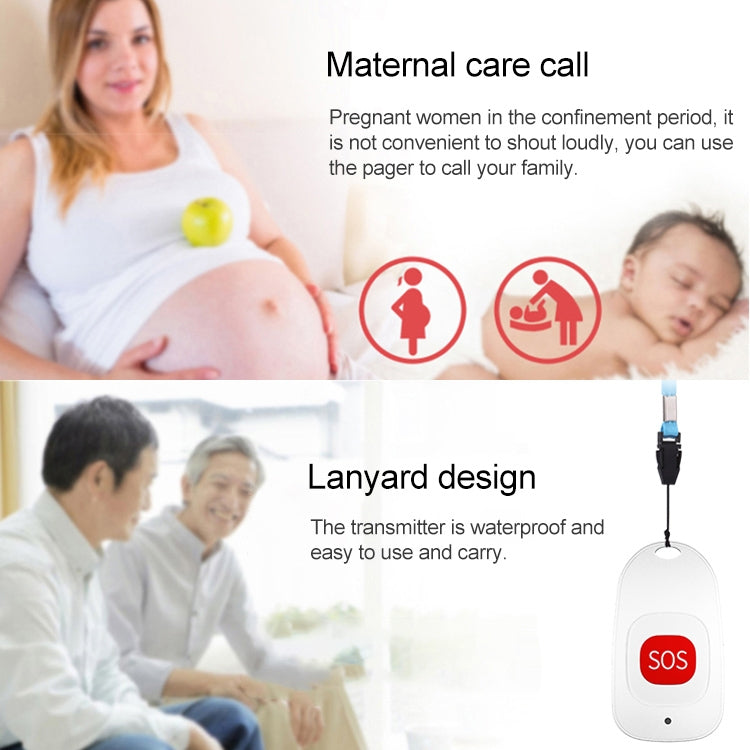 CACAZI C86 Wireless SOS Pager Doorbell Old man Child Emergency Alarm Remote Call Bell, US Plug(White) - Wireless Doorbell by CACAZI | Online Shopping South Africa | PMC TechLife | Buy Now Pay Later Mobicred