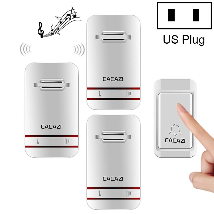 CACAZI V027G One Button Three Receivers Self-Powered Wireless Home Kinetic Electronic Doorbell, US Plug - free shipping - PMC TechLife - Order now!