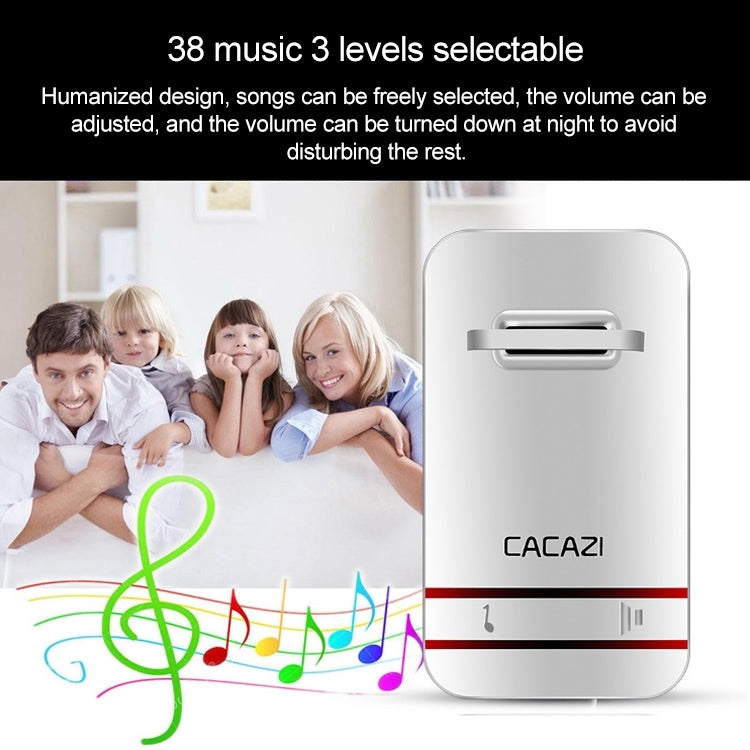 CACAZI V027G One Button One Receivers Self-Powered Wireless Home Kinetic Electronic Doorbell, EU Plug - free shipping - PMC TechLife - Order now!