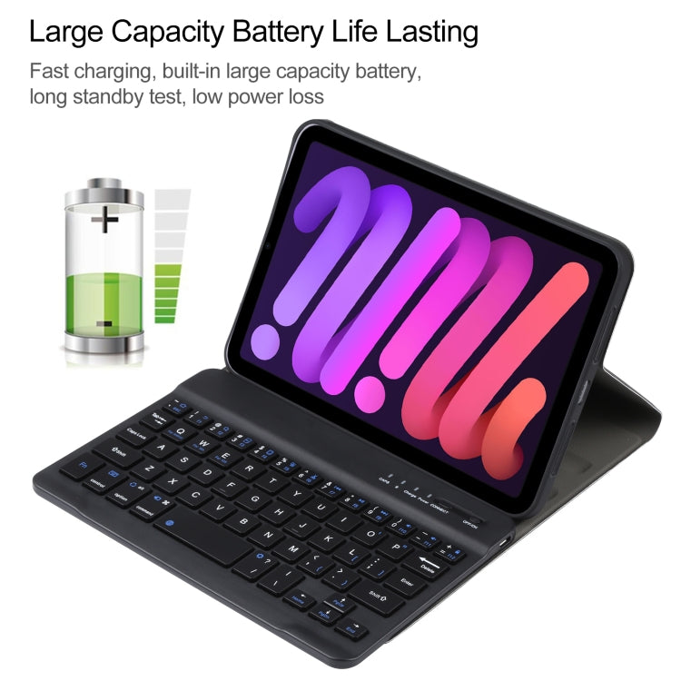 A06 Detachable Lambskin Texture Ultra-thin TPU Bluetooth Keyboard Leather Tablet Case with Stand For iPad mini 6 / mini 7 (Blue) - For iPad mini by PMC TechLife | Online Shopping South Africa | PMC TechLife | Buy Now Pay Later Mobicred