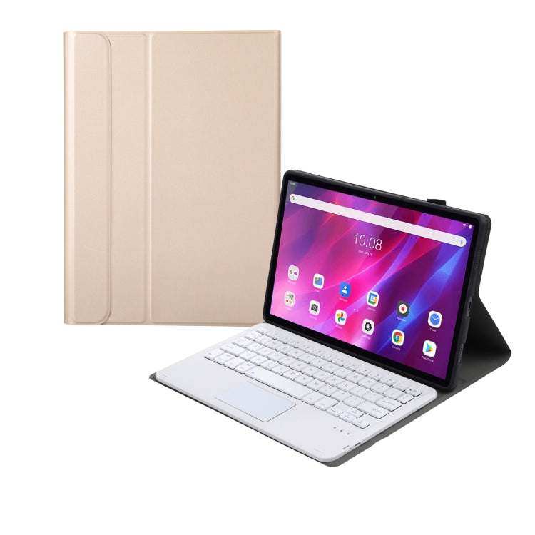 AK10-A 2 in 1 Detachable Bluetooth Keyboard + Lambskin Texture TPU Protective Leather Tablet Case with Touchpad & Holder for Lenovo Qitian K10 TB-X6C6X(Gold) - Lenovo Keyboard by PMC TechLife | Online Shopping South Africa | PMC TechLife