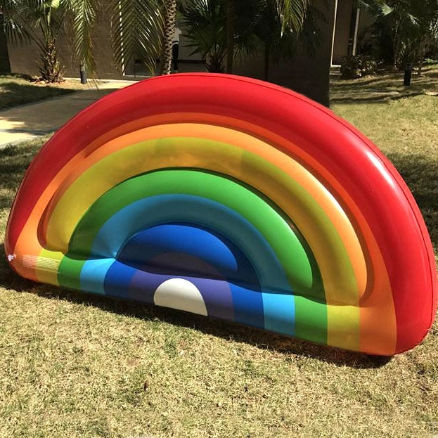 Inflatable Rainbow Shaped Floating Mat Swimming Ring, Inflated Size: 180 x 90cm - Swimming Rings by PMC Jewellery | Online Shopping South Africa | PMC Jewellery