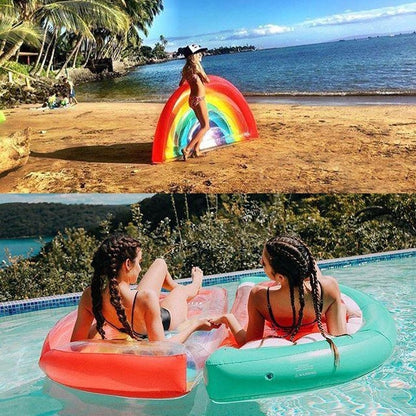 Inflatable Rainbow Shaped Floating Mat Swimming Ring, Inflated Size: 180 x 90cm - Swimming Rings by PMC Jewellery | Online Shopping South Africa | PMC Jewellery