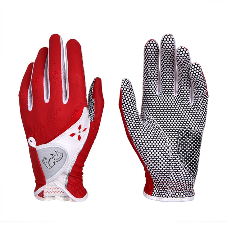 PGM One Pair Golf Non-Slip PU Leather Gloves for Women (Color:Red Size:21) - free shipping - PMC TechLife - Order now!