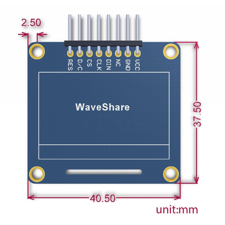 Waveshare 1.3 inch 128*64 OLED, SPI/I2C interfaces, Straight Vertical Pinheader - Modules Expansions Accessories by Waveshare | Online Shopping South Africa | PMC TechLife | Buy Now Pay Later Mobicred