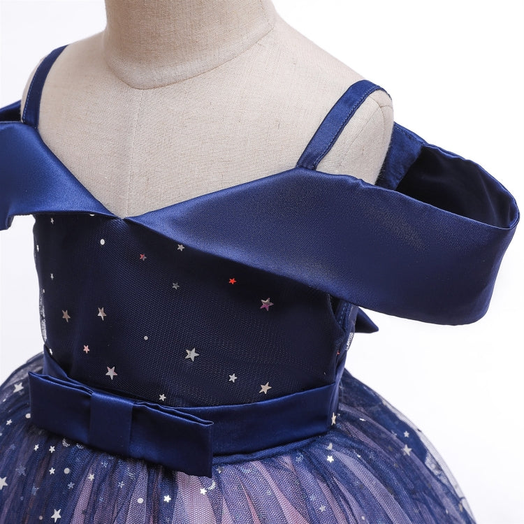 Girls One-shoulder Sequined Tutu Dress (Color:Blue Size:140) - Girl Clothing by PMC Jewellery | Online Shopping South Africa | PMC Jewellery