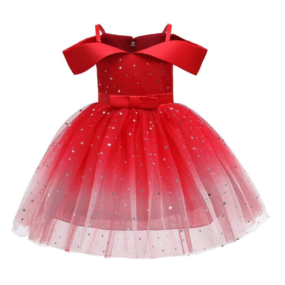 Girls One-shoulder Sequined Tutu Dress (Color:Red Size:100) - Girl Clothing by PMC Jewellery | Online Shopping South Africa | PMC Jewellery