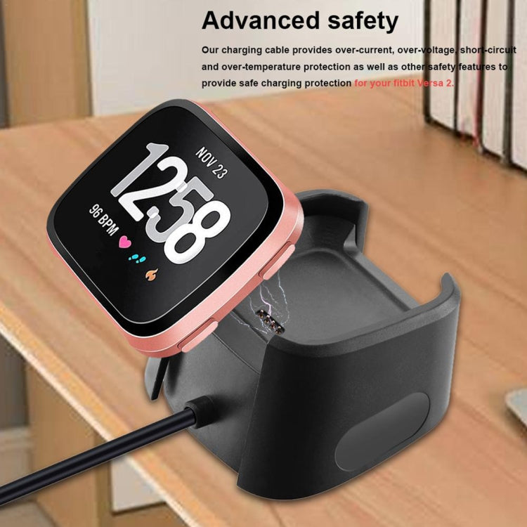 For Fitbit Versa 2 Charger Charging Dock Base Stand Holder with 1m Charging Cable(Black) - Charger by PMC TechLife | Online Shopping South Africa | PMC TechLife | Buy Now Pay Later Mobicred