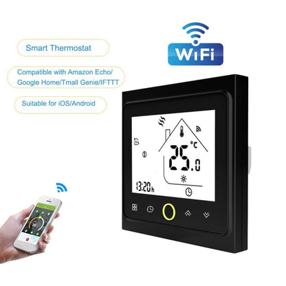 BHT-002GALW 3A Load Water Heating Type LCD Digital Heating Room Thermostat with Time Display, WiFi Control(Black) - Indoor Thermometer by PMC Jewellery | Online Shopping South Africa | PMC Jewellery