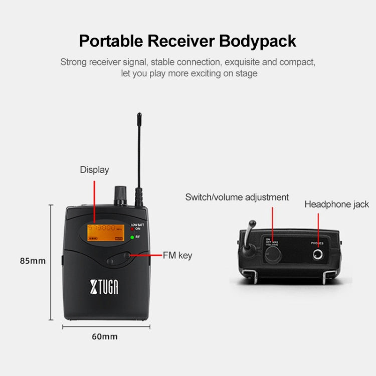 XTUGA IEM1200 Wireless Transmitter 10 Bodypack Stage Singer In-Ear Monitor System(US Plug) - Microphone by XTUGA | Online Shopping South Africa | PMC TechLife