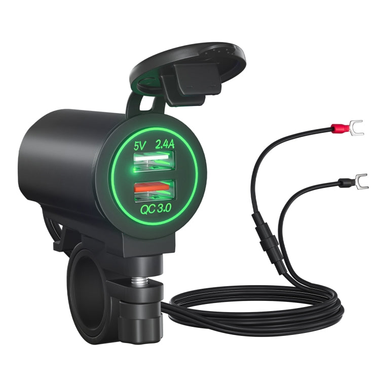 ZH-723F3 Car / Motorcycle QC3.0 Cell Phone Fast Charging Dual USB Car Charger(Green Light) - DIY Modified Charger by PMC Jewellery | Online Shopping South Africa | PMC Jewellery